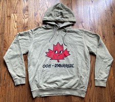 Felpa con cappuccio uomo Dsquared2 taglia XL Made in Italy logo foglia d'acero cotone
