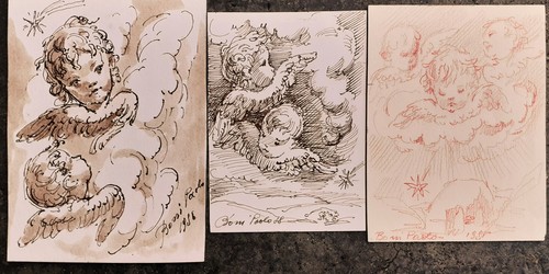 Tre disegni originali - -, auguri
