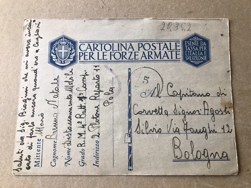 Cartolina franchigia 1942 pola - cartolina,