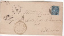 1877 10 C. SU BUSTA DOPPIO ANN. NUMERALE + D.C. DA ISOLA DELLE FEMMINE A PALERMO