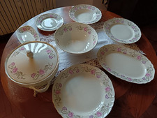 Servizio Piatti Antico Porcellana Ed Orlo Placcato Oro Richard Ginori