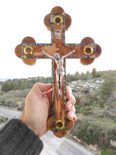 Croce perla madre - perla, crocifisso