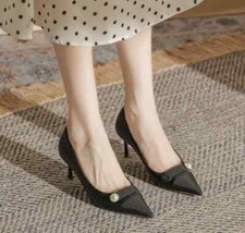 Decolte Scarpe Donna 6 cm Nero Perla Eleganti Pelle Sintetica 48786