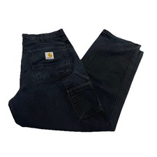 Pantalone Cargo Carhartt ginocchio singolo nero relaxed vestibilità ampia W33 L32 