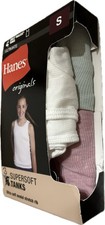3 canotte Hanes Originals Ultimate super morbide elasticizzate bianche verdi rosa per bambina