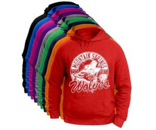 Felpa Maglia Uomo cappuccio Lupo di Montagna Sport Casual colori vari Cotone