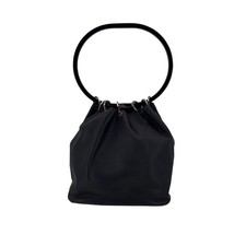 Autentica borsa a tracolla Gucci in pelle nera con manico ovale lucite