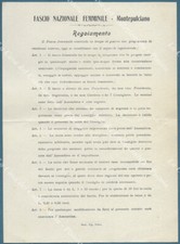 FASCISMO - MONTEPULCIANO, Siena. Regolamento del FASCIO NAZIONALE FEMMINILE.