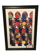 DEATH NYC stampa GRANDE firmata a mano COA incorniciata 16x20 Mario Bros Damien Hirst \