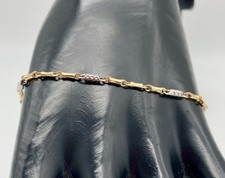 BRACCIALE UOMO ORO GIALLO E BIANCO 18KT 750 USATO MAGLIA TARGHETTE EURO90 18CT
