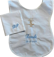 Crociedelizie, Veste Battesimale Personalizzata Ricamata in Cotone Crocetta Ange