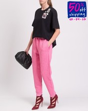 RRP€560 MOSCHINO COUTURE!  Pantalone Jogger IT44 US8 UK12 L Rosa Logo Ricamato