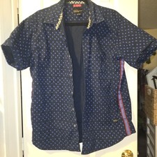 Skull & Palm Trees Print Truth Substance Common Sense Men's Xl  Blue W/ Purple