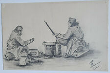 MILITARIA Camp Soldats DESSIN ORIGINAL 1915