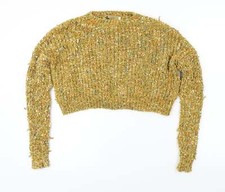 Maglione pullover acrilico Katsui da donna giallo crew taglia S