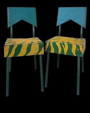 Coppia Sedie Sgabello Industriale Metallo