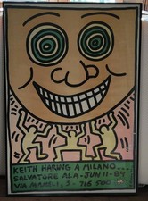 Autografo Poster Keith Haring a Milano Salvatore Ala 11 June 1984 Autografato