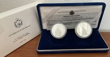 2 Monete San Marino Il Giubileo del 2000 ARGENTO 5.000 + 10.000 Lire 