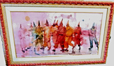 Dipinto Olio Su Tela 50x70 Mario Madiai con cornice figure di pagliacci