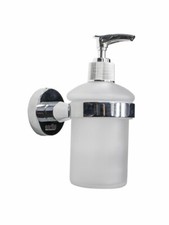DISPENSER SAPONE LIQUIDO PARETE VETRO SATINATO ACCIAIO DA MURO VITI FISSAGGIO