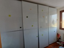 Armadio Bianco  4 Ante con Porte Scorrevoli in Vetro