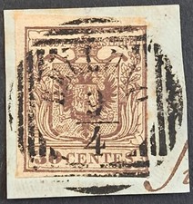 [FASILMBVEN0033] LOMB. VENETO 1850 [S.7] 30c Bruno Tipo I USATO Δ BELLUNO