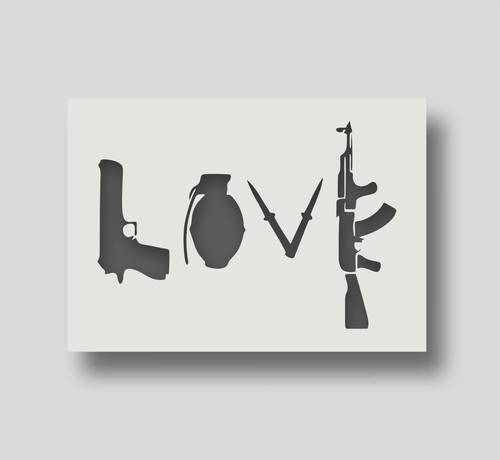 Banksy love weapon stencil - weapon,
