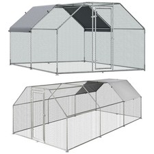 Pawhut Recinto Gabbia per Galline da Esterno in Metallo Galvanizzato