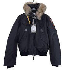 Parajumpers Giacca Uomo Taglia Media M Nero Gobi Pelliccia Bordo Bomber con Cappuccio