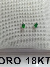 Orecchini in oro bianco 750 18 kt diamanti e smeraldi naturali e garanzia +2319