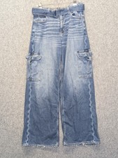 Jeans cargo American Eagle super high rise gamba larga donna 10 denim leggero larghi