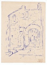 Quadro disegno GIULIO BOETTO Paese Vicolo 1946 - 16x22 cm