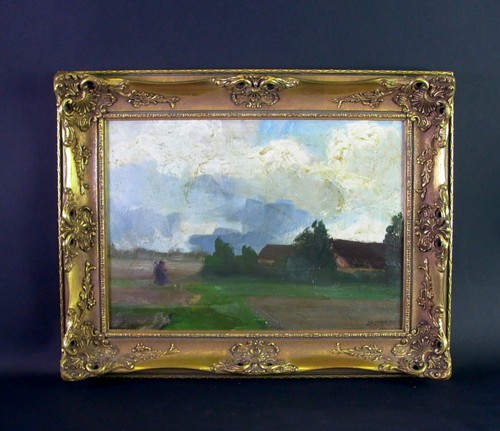 Dipinto olio paesaggio - , con