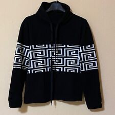 Felpa con Cappuccio Motivo Geometrico Greco Nero Casual Basic Urban Alternative