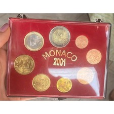 MONACO SERIE DIVISIONALE 2001 EURO COMPLETO DI 8 VALORI FIOR DI CONIO UNC