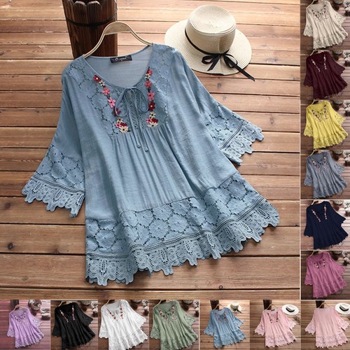 Shirt donna manica 4 pizzo - donna, 3/4
