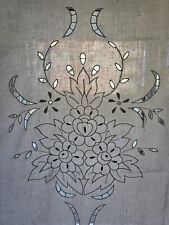 Tenda in puro lino Bellora con ricamo intaglio a macchina 215x305cm Bianca