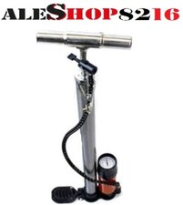 GONFIATORE CON MANOMETRO CROMATO BICICLETTA BICI PNEMAUTICI gonfiatore ruote 