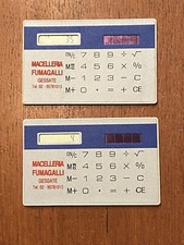 CALCOLATRICI SOLARI 2 PEZZI DIMENSIONI CARTA DI CREDITO PUBBLICITARIE VINTAGE