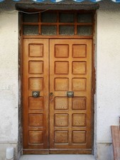 Portone d'Ingresso in Legno Massello di Douglas a doppia anta con lucernario