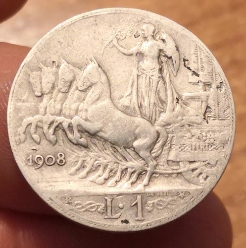 Moneta lira 1908 quadriga - 1,