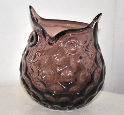 Vaso gufo vetro blenko - vaso,
