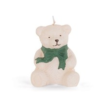 Candela a forma di ORSO ORSETTTO natalizio con fiocco verde da 8 cm 1G8J