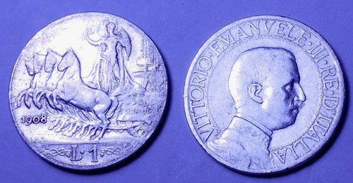 Rara lira 1908 quadriga - ag,