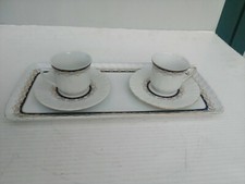 Servizio d'epoca caffè 2 persone tazza vassoio tazzina oro porcellana KRONESTER