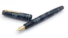 VINTAGE PARKER SENIOR DUOFOLD FOUNTAIN PEN IN BLUE MARBLE 14K GOLD MEDIUM NIB