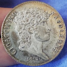 REGNO DELLE DUE SICILIE - 5 LIRE 1813 - GIOACCHINO NAPOLEONE - RICONIO - OTTIMA