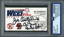 Joe Castiglione Biglietto da visita FIRMATO Radio Boston Red Sox scritta Auto PSA