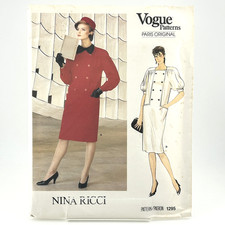 Abito Vogue Paris originale modello Nina Ricci 1295 vestibilità ampia non tagliato FF taglia 12