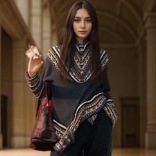 Poncho maglione misto aplaca